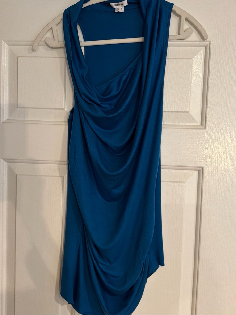 Helmut LangDraped Cowl Neck Sleeveless tunic royal blue size M